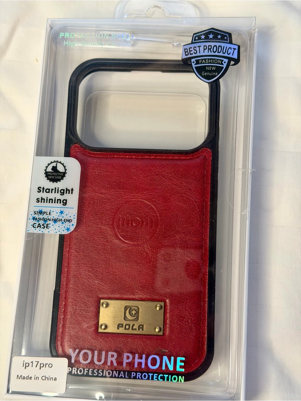 POLA Red IPhone 17 Pro Red Leather Phone Case - Comfortable Grip